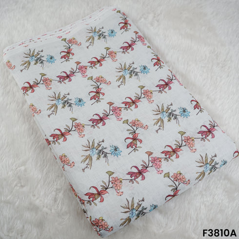 Floral Printed Linen Cotton Fabric- F3810